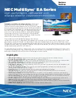 NEC MultiSync EA223WM Specifications preview