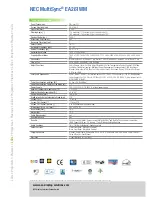 Предварительный просмотр 2 страницы NEC MultiSync EA261WM Specifications