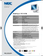 NEC MultiSync FE791SB Specification Sheet preview