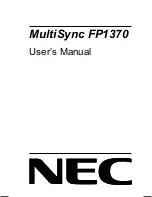 NEC MultiSync FP1370 User Manual preview