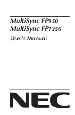 NEC MultiSync FP950 User Manual preview