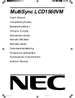 Предварительный просмотр 1 страницы NEC MultiSync LCD1560VM User Manual