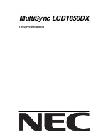 Предварительный просмотр 1 страницы NEC MultiSync LCD1850DX User Manual