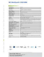 Предварительный просмотр 2 страницы NEC MultiSync LCD225WNX Technical Specifications
