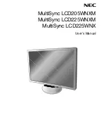 NEC MultiSync LCD225WNXM User Manual preview