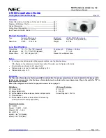 Предварительный просмотр 1 страницы NEC MultiSync LT280 Installation Manual