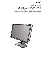 Preview for 1 page of NEC MultiSync MDC212C2 Installation & Maintenance Manual