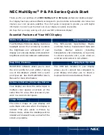 Предварительный просмотр 1 страницы NEC MultiSync P Series Quick Start Manual