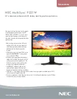Preview for 1 page of NEC MultiSync P221W Specifications