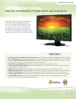 Preview for 1 page of NEC MultiSync P232W Specifications