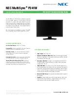 Preview for 1 page of NEC MultiSync P241W Specifications