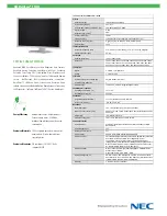 Preview for 2 page of NEC MultiSync P241W Specifications
