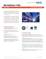 NEC MultiSync P403 Specifications preview