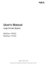 NEC MultiSync P654Q User Manual preview