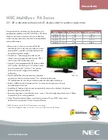 Preview for 1 page of NEC MultiSync PA231W Specifications