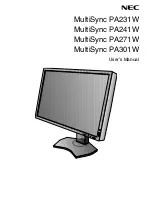 NEC MultiSync PA231W User Manual preview
