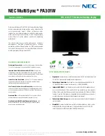 Preview for 1 page of NEC MULTISYNC PA301W Specification
