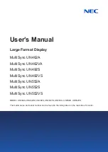 Preview for 1 page of NEC MultiSync UN462A User Manual