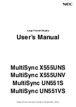 Preview for 1 page of NEC MultiSync UN551S User Manual