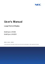 Preview for 1 page of NEC MultiSync UN552V User Manual