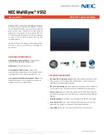 NEC MultiSync V552 Specifications предпросмотр