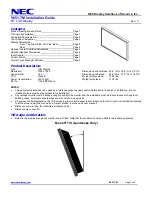 Предварительный просмотр 1 страницы NEC MultiSync V651-TM Installation Manual