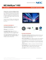 NEC MultiSync V652 Specification предпросмотр