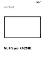 NEC MultiSync X462HB User Manual preview