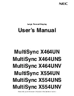 Preview for 1 page of NEC MultiSync X464UN User Manual