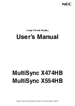 Preview for 1 page of NEC MultiSync X474HB User Manual
