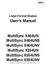 Preview for 1 page of NEC MultiSync X554UNV User Manual