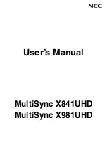 NEC MultiSync X841UHD User Manual preview