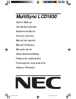 NEC NEC MultiSync LCD1830  LCD1830 LCD1830 User Manual предпросмотр