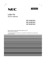 NEC NLT-19HDDV3 Owner'S Manual preview