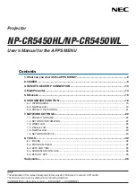 Предварительный просмотр 1 страницы NEC NP-CR5450HL User Manual