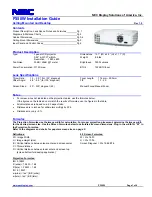 NEC NP-P350W Installation Manual preview