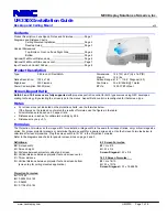 Preview for 1 page of NEC NP-UM330X Series Installation Manual