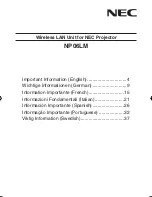 NEC NP06LM Important Information Manual preview