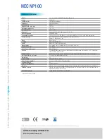 Preview for 2 page of NEC NP100 - SVGA DLP Projector Technical Specifications