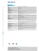 Preview for 2 page of NEC NP210 Technical Specifications