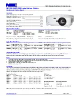 Preview for 1 page of NEC NP2200 Series Install Manual