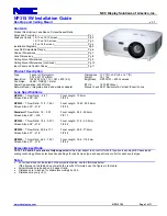 NEC NP3151W WXGA Manual preview