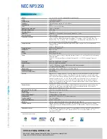 Preview for 2 page of NEC NP3250 Series Specifications