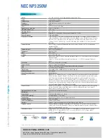 Preview for 2 page of NEC NP3250W WXGA Specification