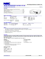 Preview for 1 page of NEC NP400 Series Installation Manual