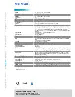 Preview for 2 page of NEC NP400 Series Specifications