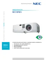 NEC NP405 Technical Specifications preview