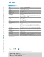 Preview for 2 page of NEC NP41 - TECHNISCHE DATEN Technical Specifications