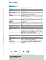 Preview for 2 page of NEC NP410 Series Technical Specifications