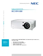 Предварительный просмотр 1 страницы NEC NP4100W - WXGA DLP Projector Specifications